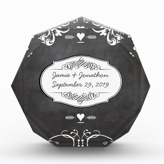 Chalkboard Typography Weddings Acrylic Award (Front)
