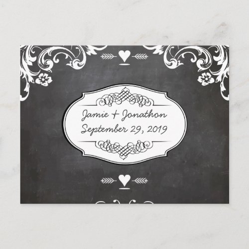 Chalkboard Typography Weddings Announcement Postcard