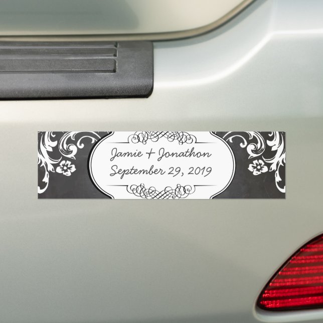 Chalkboard Typography Weddings Bumper Sticker (On Car)
