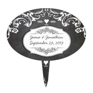 Chalkboard Typography Weddings Cake Topper