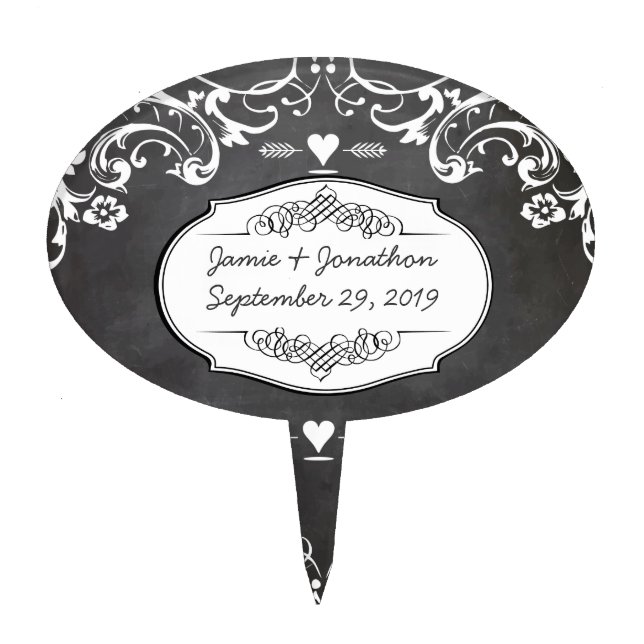 Chalkboard Typography Weddings Cake Topper (Front)
