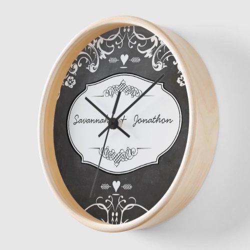 Chalkboard Typography Weddings Clock