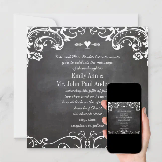 Chalkboard Typography Weddings Invitation Zazzle