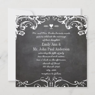 Chalkboard Typography Weddings Invitation