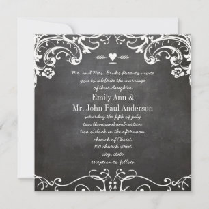 Chalkboard Typography Weddings Invitation