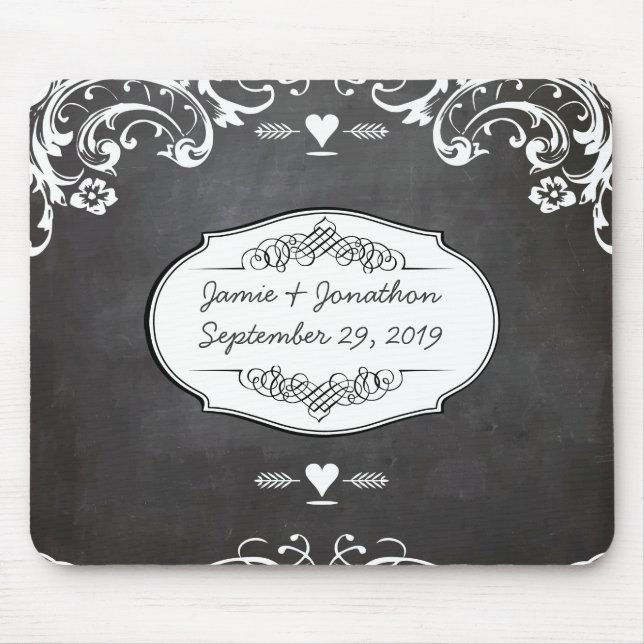 Chalkboard Typography Weddings Mouse Pad (Front)