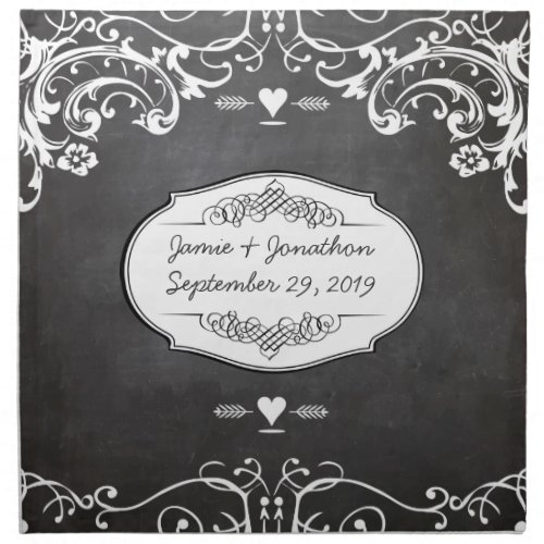 Chalkboard Typography Weddings Napkin