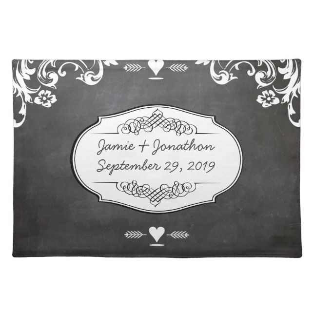 Chalkboard Typography Weddings Placemat (Front)