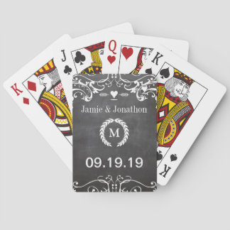 Chalkboard Typography Weddings Poker Cards
