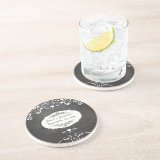 Chalkboard Typography Weddings Sandstone Coaster