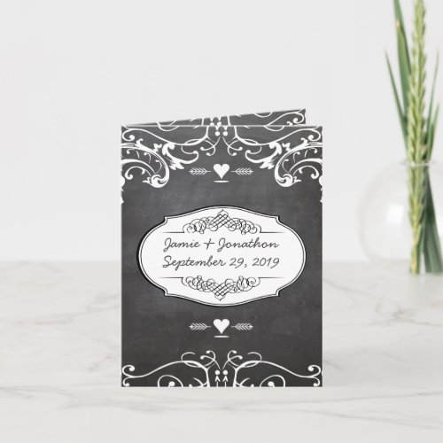 Chalkboard Typography Weddings Thank You Card