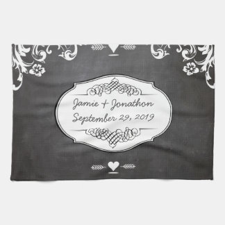 Chalkboard Typography Weddings Towel