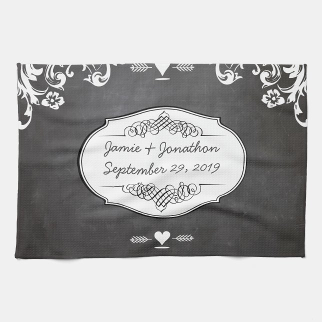 Chalkboard Typography Weddings Towel (Horizontal)