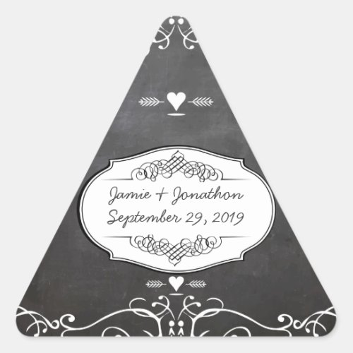 Chalkboard Typography Weddings Triangle Sticker