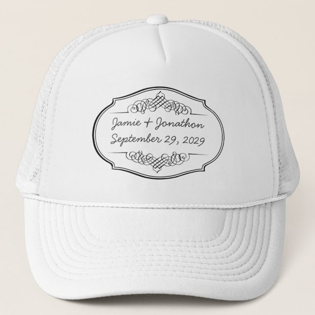 Chalkboard Typography Weddings Trucker Hat (Front)
