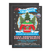 Chalkboard Ugly Christmas Sweater Invitations