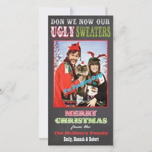 Chalkboard Ugly Christmas Sweater Photo Card