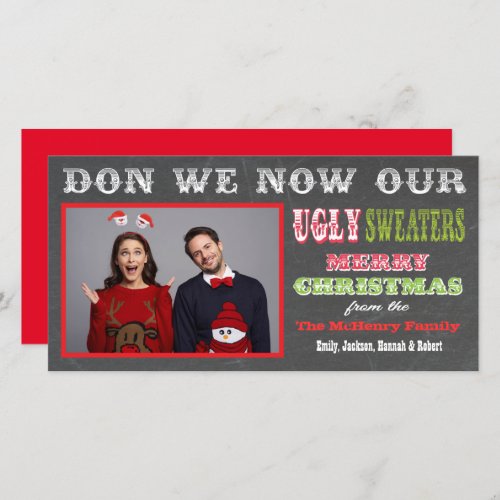 Chalkboard Ugly Christmas Sweater Photo Card