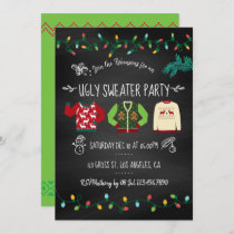 Chalkboard Ugly Sweater Christmas Party Invitation