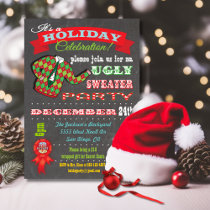 Chalkboard Ugly Sweater Christmas Party Invitation