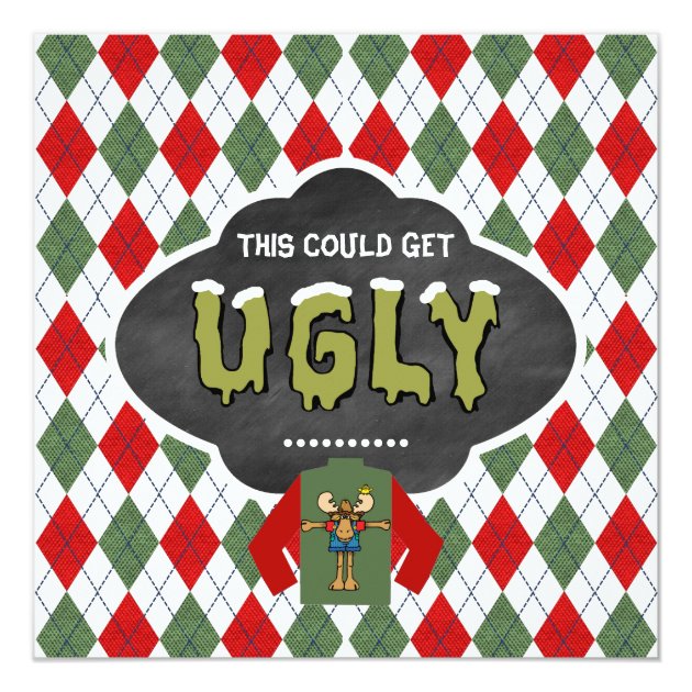 Chalkboard Ugly Sweater Christmas Party Invitation