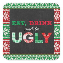 Chalkboard Ugly Sweater Holiday Square Sticker