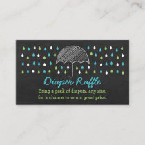 Chalkboard Umbrella Diaper Raffle Tickets Enclosure Card