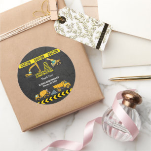 Chalkboard Under Construction Baby Shower  Classic Round Sticker