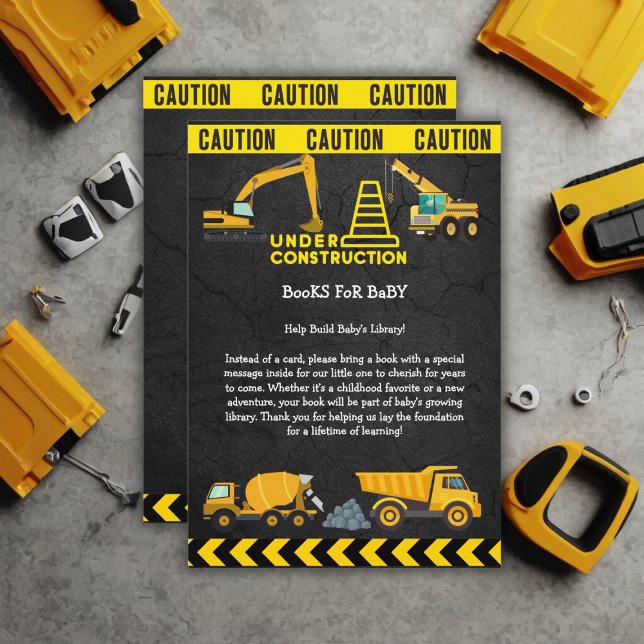 Chalkboard Under Construction Baby Shower  Enclosure Card (Creator Uploaded)