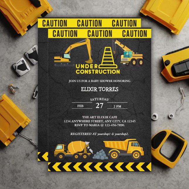 Chalkboard Under Construction Baby Shower  Invitation (Creator Uploaded)