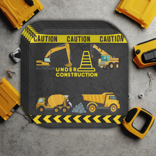 Chalkboard Under Construction Baby Shower  Paper Plates