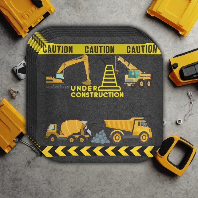 Chalkboard Under Construction Baby Shower  Paper Plates (Creator Uploaded)