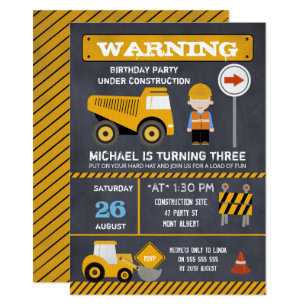 construction birthday invitations zazzle