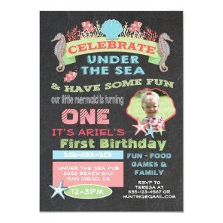 Chalkboard Under the Sea Birthday Party Card