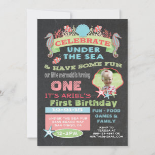 Chalkboard Under the Sea Birthday Party Invitation