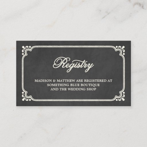 Customizable Chalkboard Union | Wedding Registry Card Business Card Templates