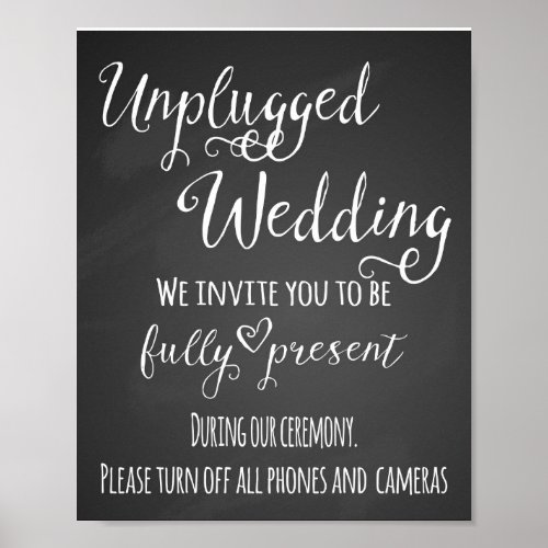 Chalkboard unplugged wedding print