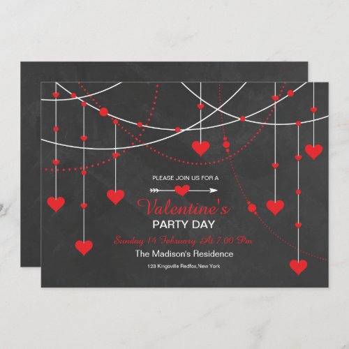 Chalkboard Valentines Day Party Invitation Card