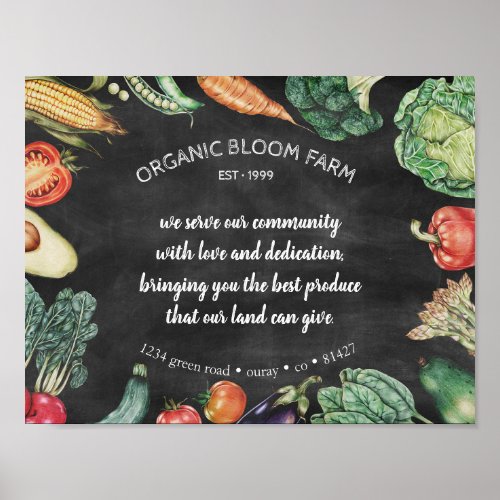 Chalkboard Vegetable Board Personalized Poster