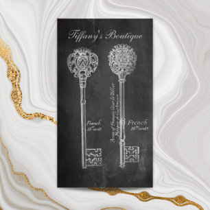Chalkboard Victorian skeleton keys realtor Business Card