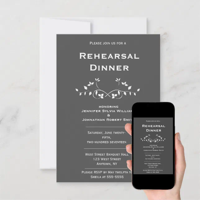 Chalkboard Vines Rehearsal Dinner Invitations Zazzle