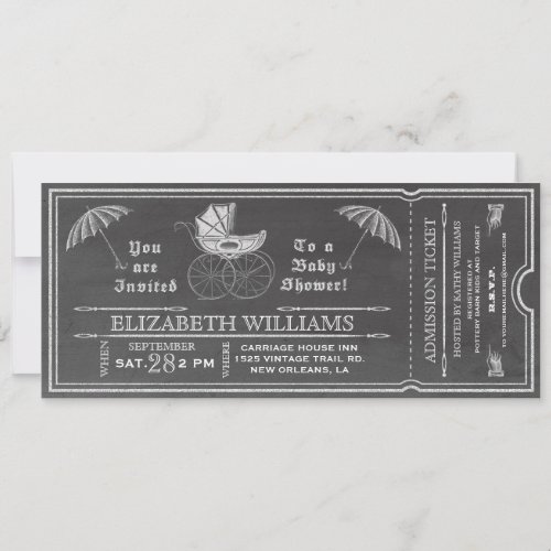 Chalkboard Vintage Baby Shower Ticket Invitation