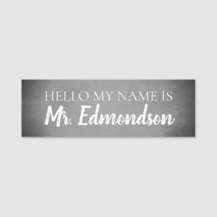 Chalkboard Vintage Black Grey Fade Name Tag