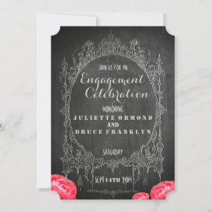 Chalkboard Vintage Floral - Engagement Card