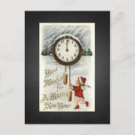 Chalkboard Vintage Happy New Year Greetings Holiday Postcard at Zazzle