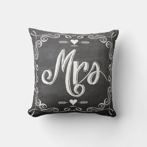 Chalkboard Vintage Modern Mrs Bride Pillow