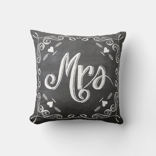 Chalkboard Vintage Modern Mrs Brides Pillow