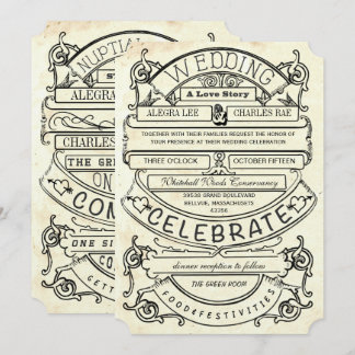 Chalkboard Vintage Modern Typography Wedding Invitation