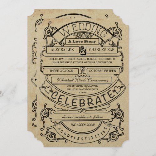 Chalkboard Vintage Modern Typography Wedding Invitation