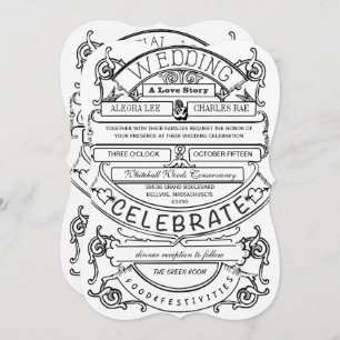 Chalkboard Vintage Modern Typography Wedding Invitation